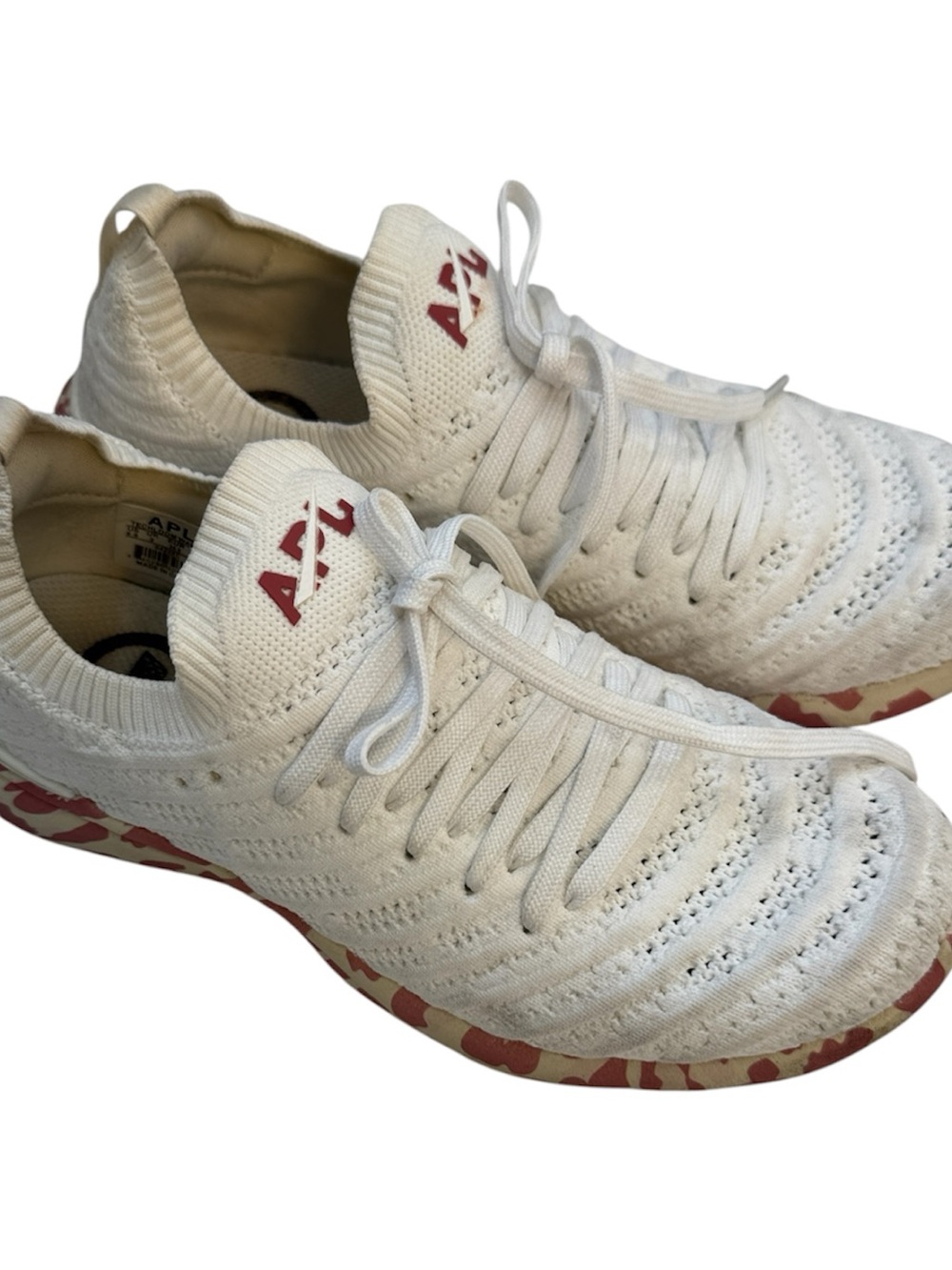 APL White Techloom Wave Leopard Running Sneakers Womens 5.5 Athletic Casual Shoe - Picture 2 of 11
